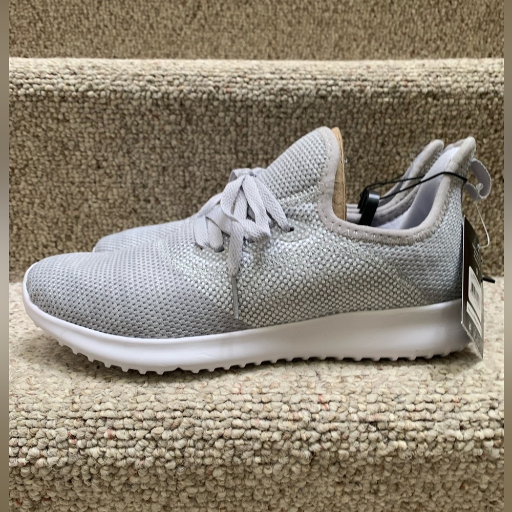 Athletic Works Light Gray/Silver Memory Foam Sneaker Shoe-Slip On w/Laces-NWT-9M